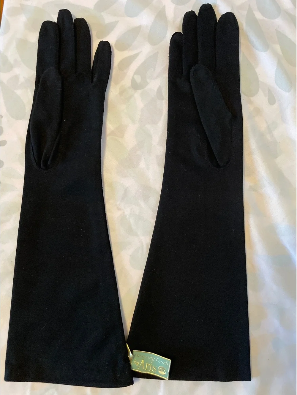 Vintage NOS Heavenly Touch by Aris Black Long Dress Gloves Size 6.5